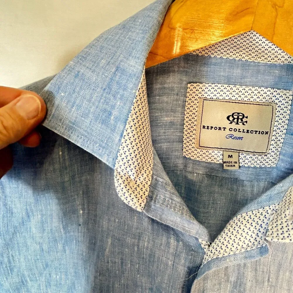 Banana Republic Men's Blue 100% Linen LS Button Front Shirt Size M